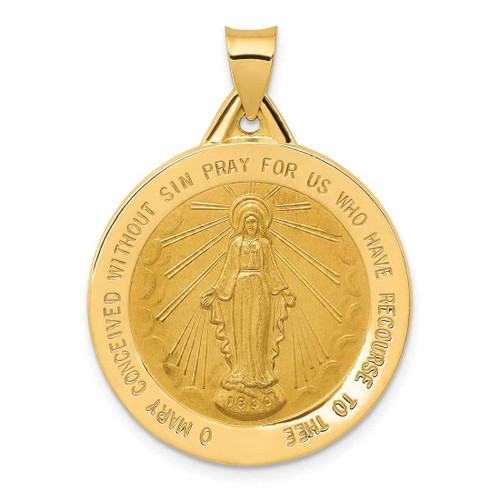 Image of 14K Yellow Gold Polished & Satin Miraculous Medal Pendant XR1275