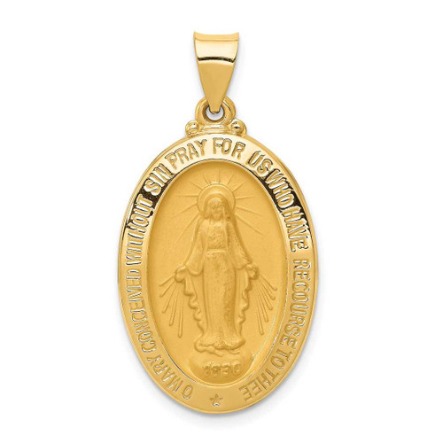 Image of 14K Yellow Gold Polished & Satin Miraculous Medal Pendant XR1366