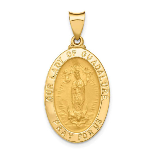 Image of 14K Yellow Gold Polished & Satin Our Lady Of Guadalupe Medal Pendant XR1251