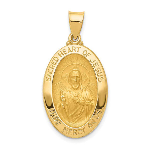 Image of 14K Yellow Gold Polished & Satin Sacred Heart Of Jesus Medal Pendant XR1239