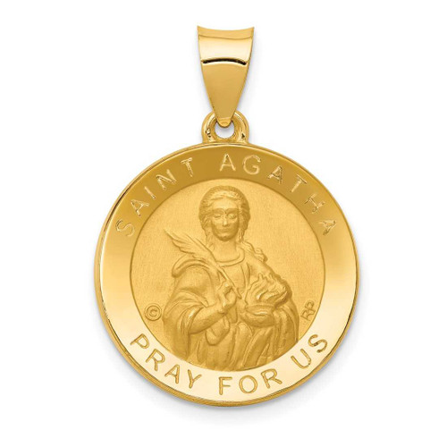 Image of 14K Yellow Gold Polished & Satin St. Agatha Hollow Medal Pendant