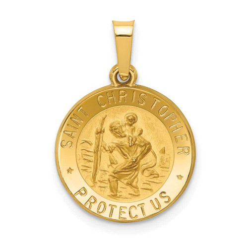 Image of 14K Yellow Gold Polished & Satin St. Christopher Medal Pendant XR1298