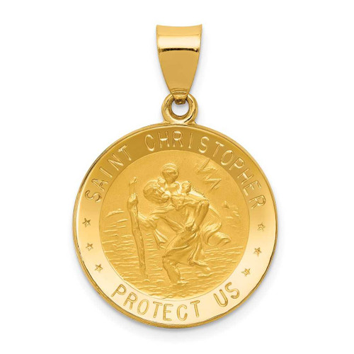 Image of 14K Yellow Gold Polished & Satin St. Christopher Medal Pendant XR1299