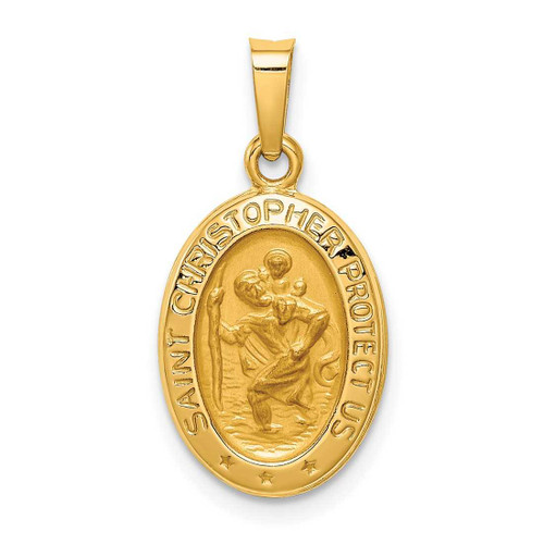 Image of 14K Yellow Gold Polished & Satin St. Christopher Medal Pendant XR1304