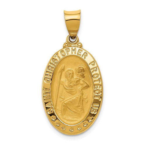 Image of 14K Yellow Gold Polished & Satin St. Christopher Medal Pendant XR1305
