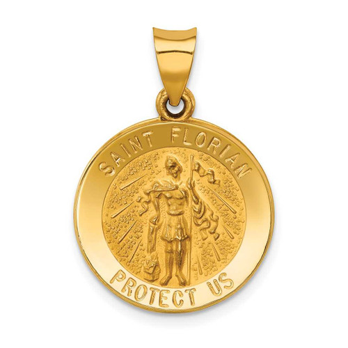 Image of 14K Yellow Gold Polished & Satin St. Florian Medal Pendant XR1317