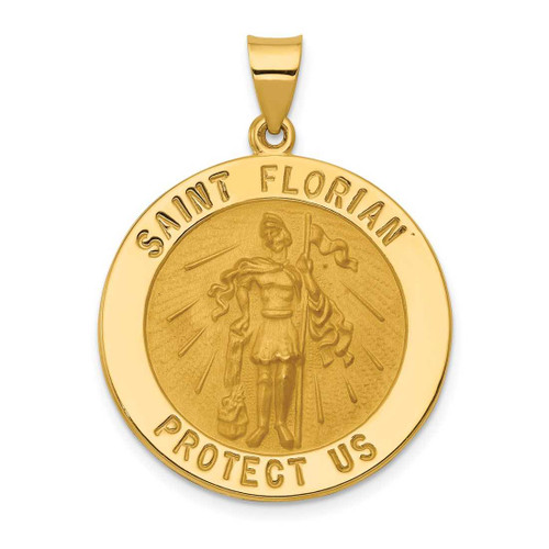 Image of 14K Yellow Gold Polished & Satin St. Florian Medal Pendant XR1320