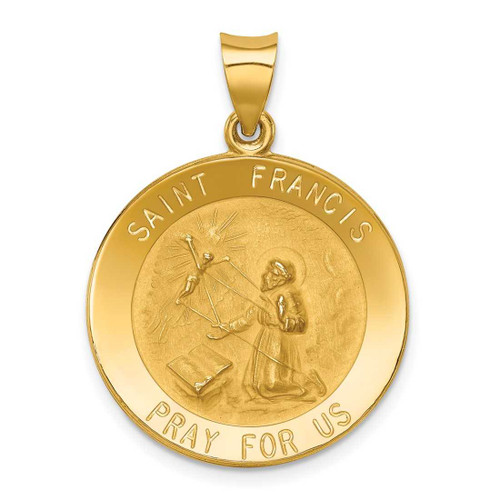 Image of 14K Yellow Gold Polished & Satin St. Francis Medal Pendant XR1323
