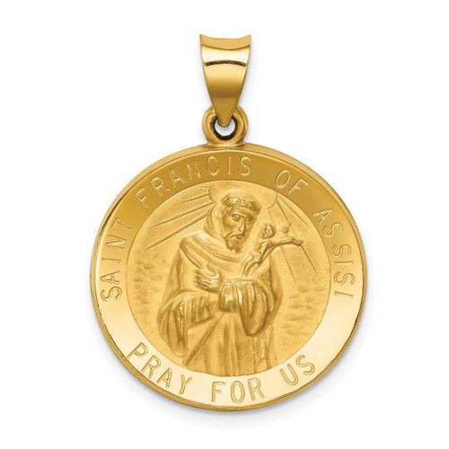 Image of 14K Yellow Gold Polished & Satin St. Francis Of Assisi Medal Pendant XR1325