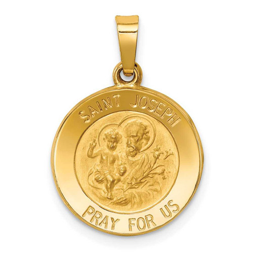 Image of 14K Yellow Gold Polished & Satin St. Joseph Medal Pendant XR1338