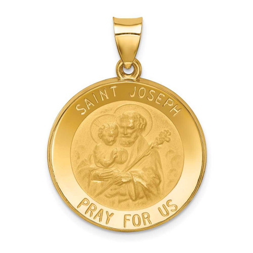 Image of 14K Yellow Gold Polished & Satin St. Joseph Medal Pendant XR1341