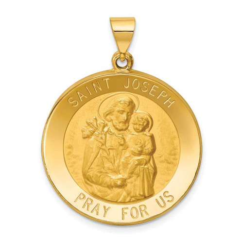 Image of 14K Yellow Gold Polished & Satin St. Joseph Medal Pendant XR1342
