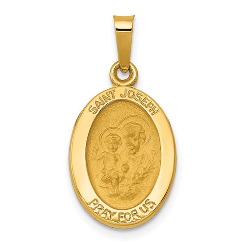 Image of 14K Yellow Gold Polished & Satin St. Joseph Medal Pendant XR1343