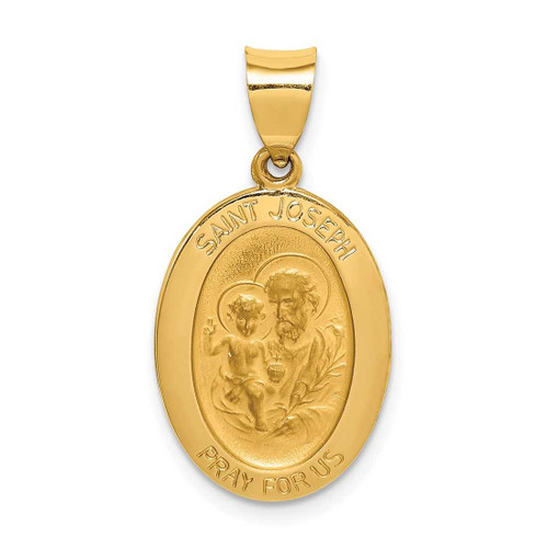 Image of 14K Yellow Gold Polished & Satin St. Joseph Medal Pendant XR1344
