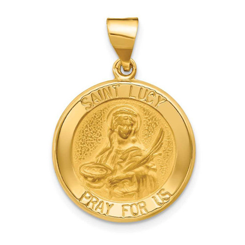 Image of 14K Yellow Gold Polished & Satin St. Lucy Medal Pendant XR1354