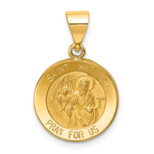 Image of 14K Yellow Gold Polished & Satin St. Matthew Medal Pendant XR1359