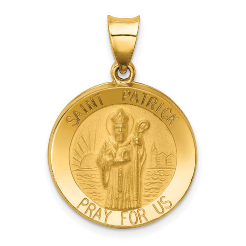 Image of 14K Yellow Gold Polished & Satin St. Patrick Medal Pendant XR1373