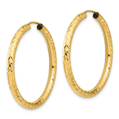 Image of 34mm 14K Yellow Gold Polished & Shiny-Cut Endless Hoop Earrings TF1007