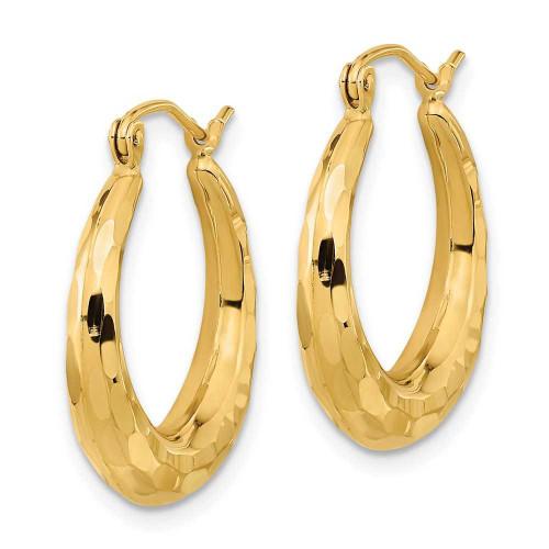Image of 22.73mm 14K Yellow Gold Polished & Shiny-Cut Hoop Earrings TF1300