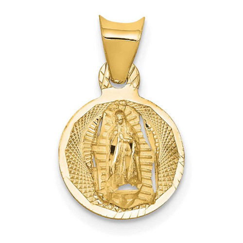 Image of 14K Yellow Gold Polished & Shiny-Cut Lady Of Guadalupe Circle Pendant K5629