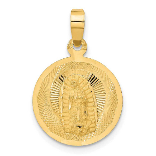 Image of 14K Yellow Gold Polished & Shiny-Cut Lady Of Guadalupe Circle Pendant K5631