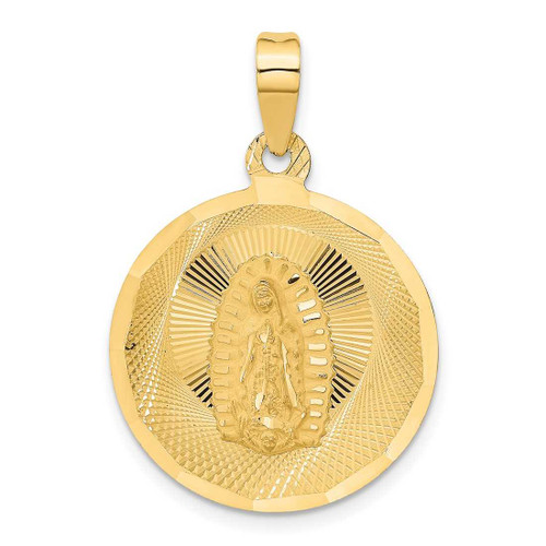 Image of 14K Yellow Gold Polished & Shiny-Cut Lady Of Guadalupe Circle Pendant K5632