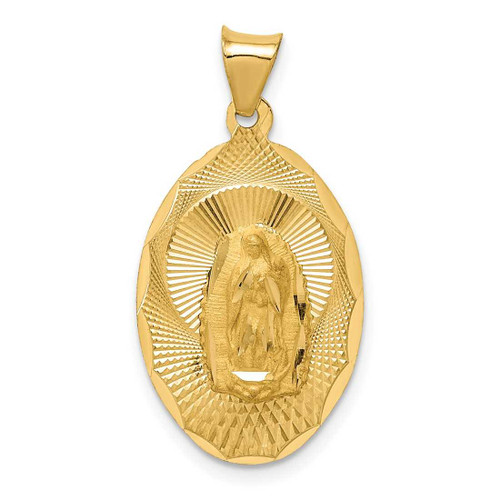 Image of 14K Yellow Gold Polished & Shiny-Cut Lady Of Guadalupe Oval Pendant K5634