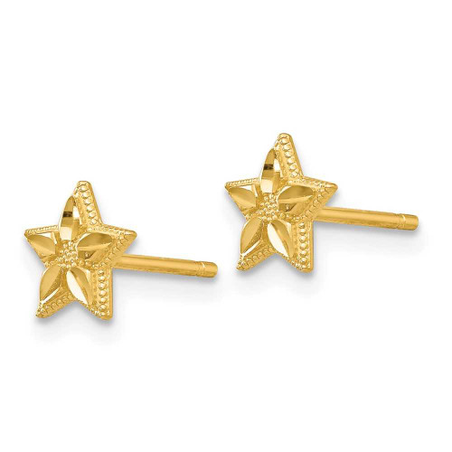 Image of 6mm 14K Yellow Gold Polished & Shiny-Cut Starfish Post Earrings