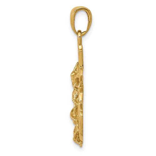 Image of 14K Yellow Gold Polished & Textured 2-D Mariners Crucifix Rope/Wheel Pendant