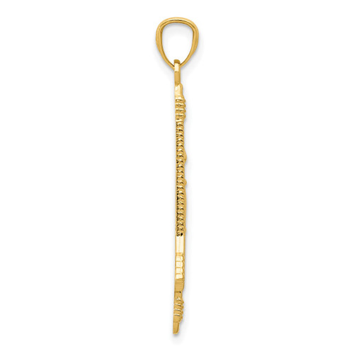 Image of 14K Yellow Gold Polished & Textured Bow & Arrow Pendant