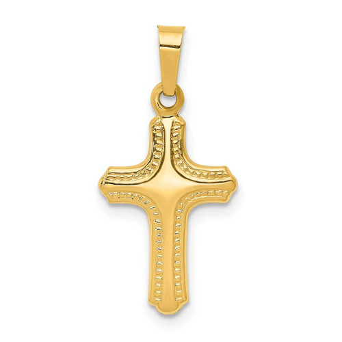 Image of 14K Yellow Gold Polished & Textured Cross Pendant XR1552
