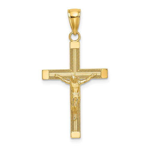 Image of 14K Yellow Gold Polished & Textured Crucifix Pendant
