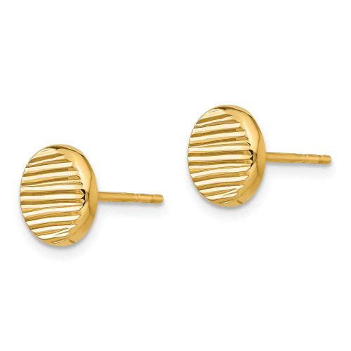 Image of 8.48mm 14K Yellow Gold Polished & Textured Disc Stud Post Earrings