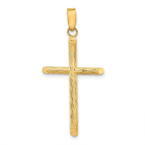 Image of 14K Yellow Gold Polished & Textured Fancy Cross Pendant K9949