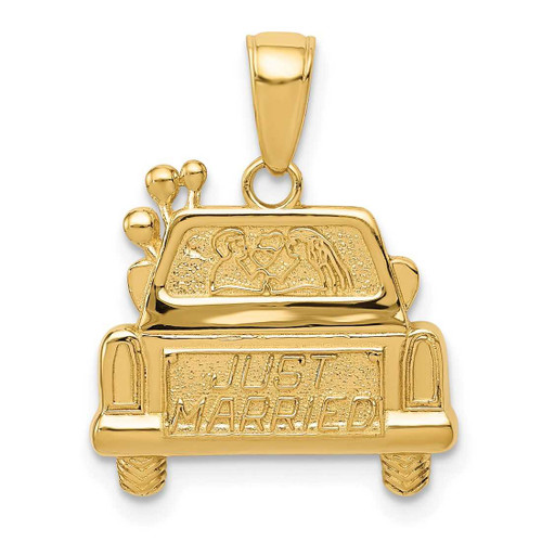 Image of 14K Yellow Gold Polished & Textured Just Married Pendant