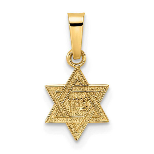 Image of 14K Yellow Gold Polished & Textured Solid Star of David Pendant