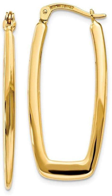 Image of 11mm 14K Yellow Gold Polished 2.25mm Rectangle Hoop Earrings