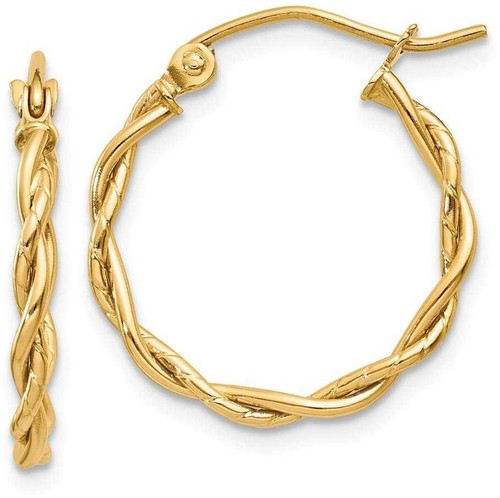 Image of 14mm 14K Yellow Gold Polished 2.25mm Twisted Hoop Earrings