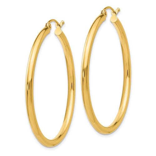 Image of 40mm 14K Yellow Gold Polished 2.5mm Tube Hoop Earrings T925
