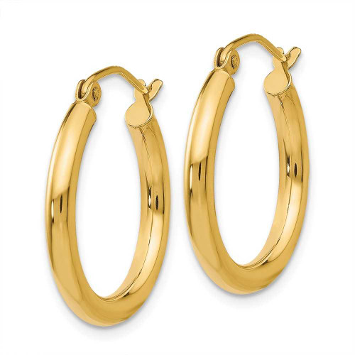 Image of 20mm 14K Yellow Gold Polished 2.5mm Tube Hoop Earrings T931