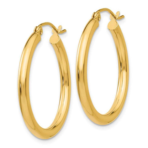 Image of 25mm 14K Yellow Gold Polished 2.5mm Tube Hoop Earrings T932