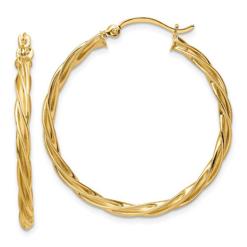 Image of 33.75mm 14K Yellow Gold Polished 2.5mm Twisted Hoop Earrings TF1608
