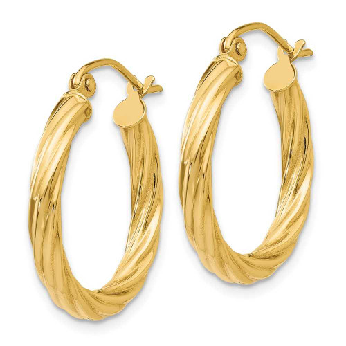 Image of 14mm 14K Yellow Gold Polished 2.75mm Twisted Hoop Earrings TC388