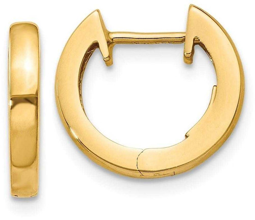 Image of 9mm 14K Yellow Gold Polished 2mm Hinged Hoop Earrings