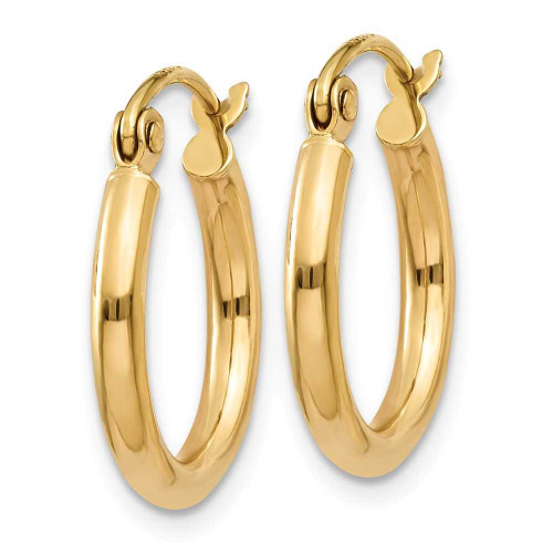 Image of 15mm 14K Yellow Gold Polished 2mm Tube Hoop Earrings T917