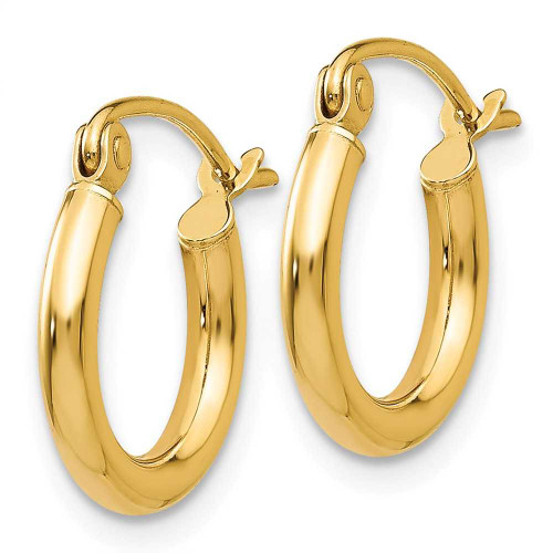 Image of 13mm 14K Yellow Gold Polished 2mm Tube Hoop Earrings T918