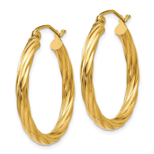 Image of 20mm 14K Yellow Gold Polished 3.25mm Twisted Hoop Earrings