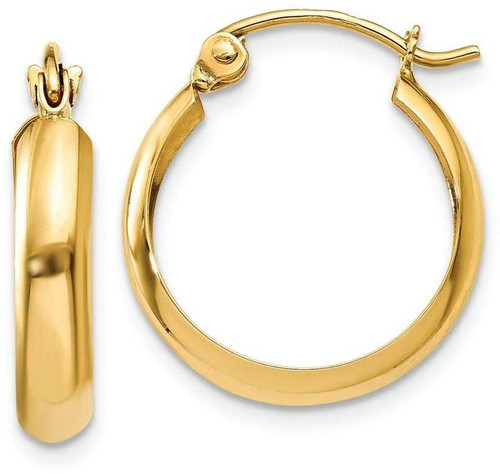 Image of 14mm 14K Yellow Gold Polished 3.5mm Hoop Earrings