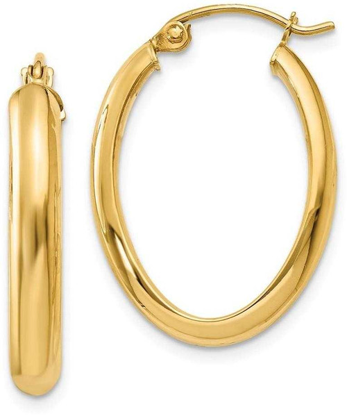 Image of 16mm 14K Yellow Gold Polished 3.5mm Oval Hoop Earrings TC188