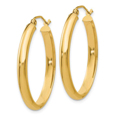Image of 20mm 14K Yellow Gold Polished 3.5mm Oval Hoop Earrings TC189